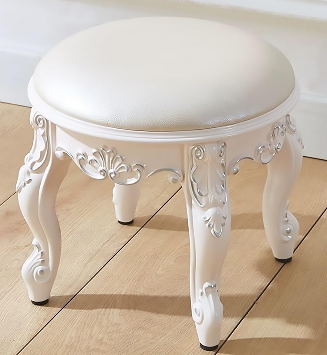 Pouf rond de style européen tabouret bas blanc pour salon et chambre