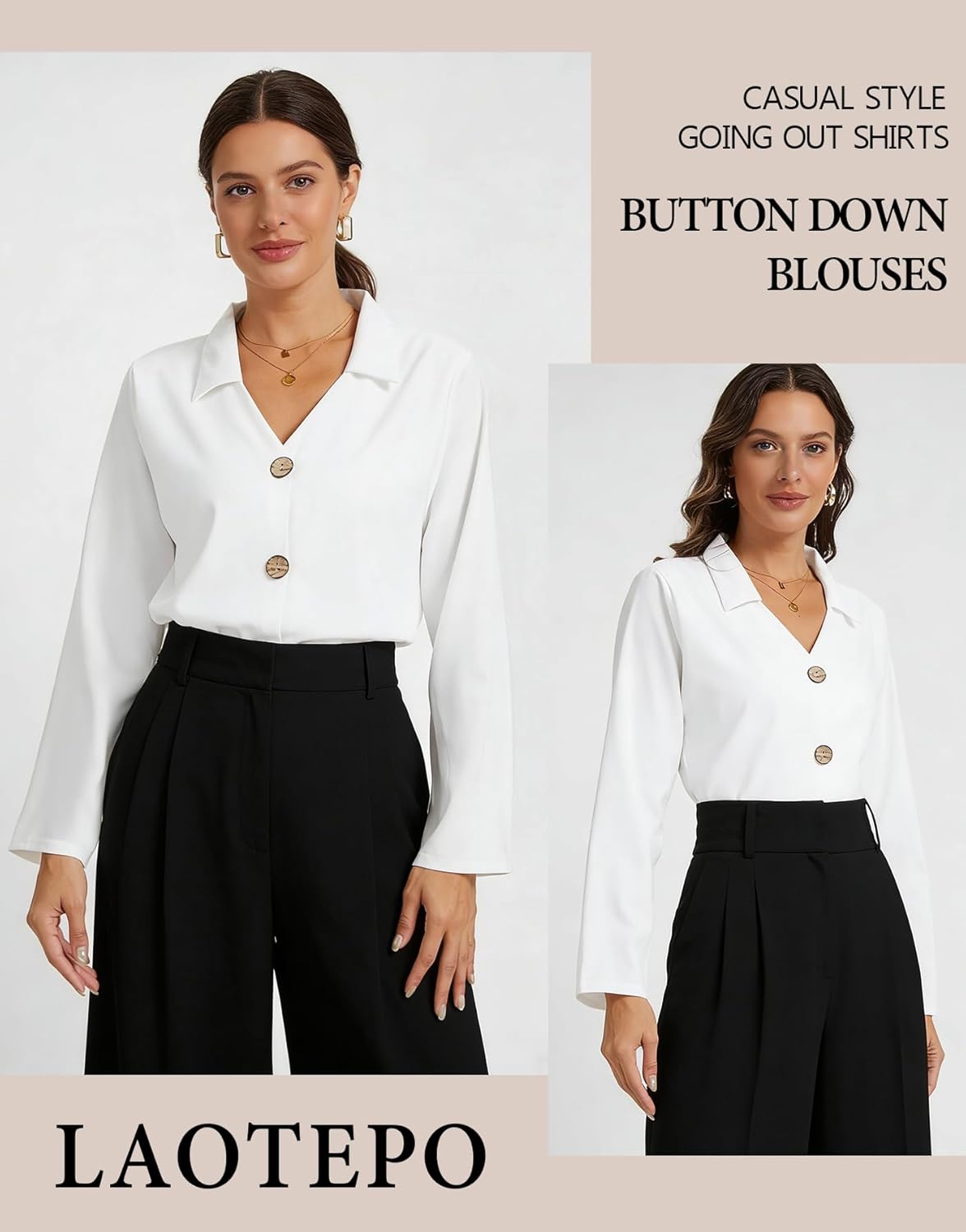 Button Down Shirts for Women Long Sleeve Going Out Trendy Tops Dressy Casual Work Business Blouses Fashion Clothing - Image 4