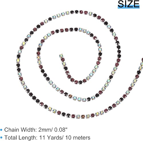 Miniatura 9 de uxcell Cadena de diamantes de imitación de cristal de 10 yardas, 0.079 pulgadas (0.079 in) para coser y cerrar la cadena para manualidades, joyas,