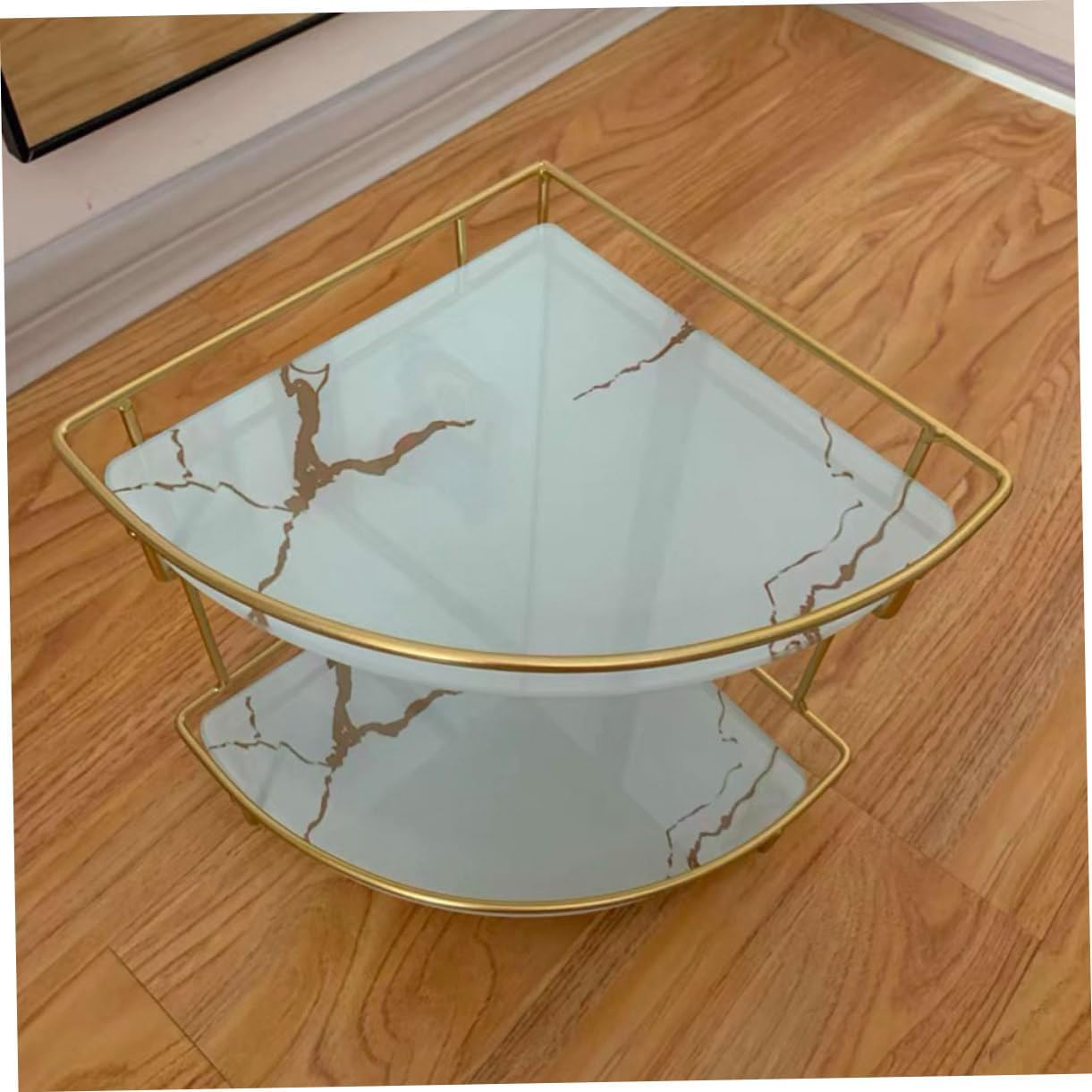 Corner Storage Shelf for Bathroom and Kitchen Triangular Design Sturdy Plastic Space-Saving Organizer for Toiletries and Skincare for Desktop Use