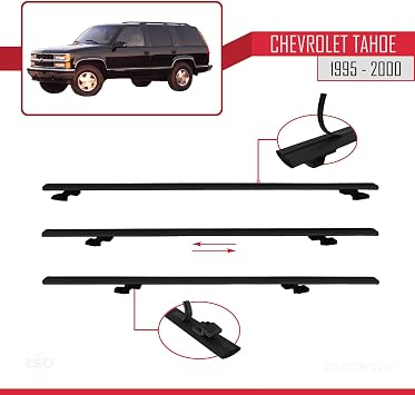 BASIC Model Intermediate Weft Ceiling Bar Black 2 Pieces Compatible with Chevrolet Tahoe 1995-2000