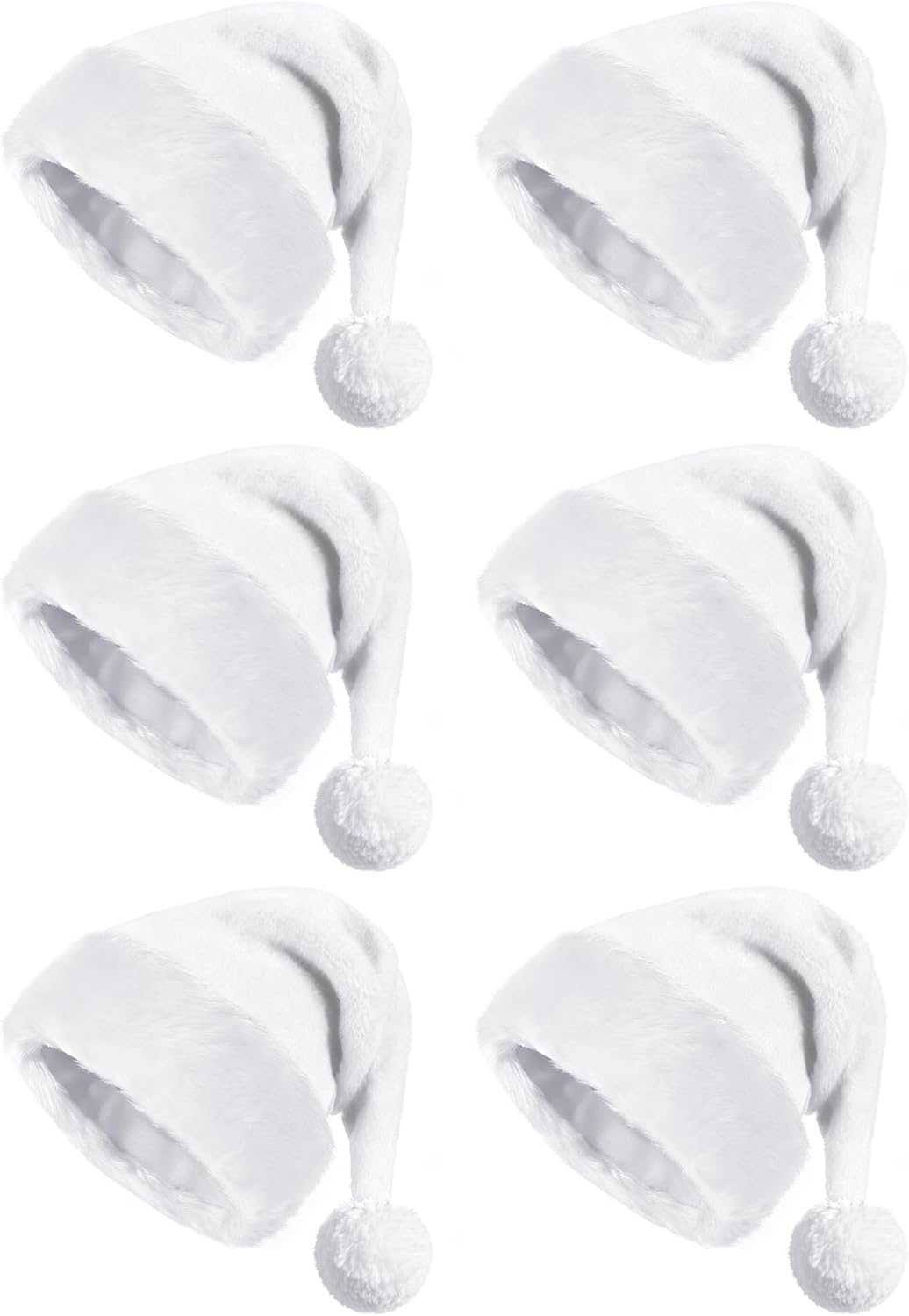 HLHLHLW 6PCS Santa Hats Adult Soft Santa Hat for Christmas Party Supplies, Stage Performance & Holiday Festivities