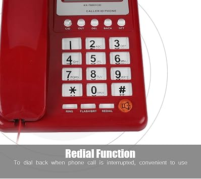 Wired Corded Telephone, Home Hotel Corded Telephone, Desktop Phone Office Landline Fixed Telephone, Caller ID Display/Redial Function/Flash Function
