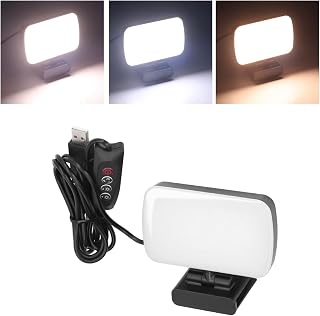 Iluminação de videoconferência, iluminação de webcam rotativa com clipe, luz de vídeo de preenchimento de LED para laptop/computador, para trabalho remoto/transmissão ao vivo/autotransmissão/vlogging