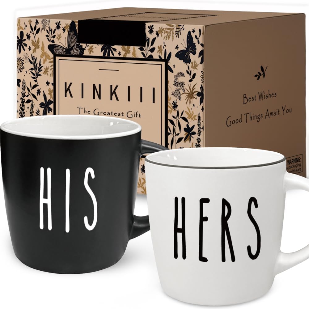 His And Hers Coffee Mug Set Gifts for Women Man Couples Anniversary Engagement, Cute Matching Coffee Mug Couples for Anniversary, Engagement Him Her Gift, 13Oz
