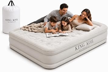 King Koil 20 California King Air Mattress with Built-in High-Speed Pump - CNN Underscored Top Pick, Sleeps Like a Real Bed, Fast Inflation, 650 lb Capacity for Guests, Camping, Home,