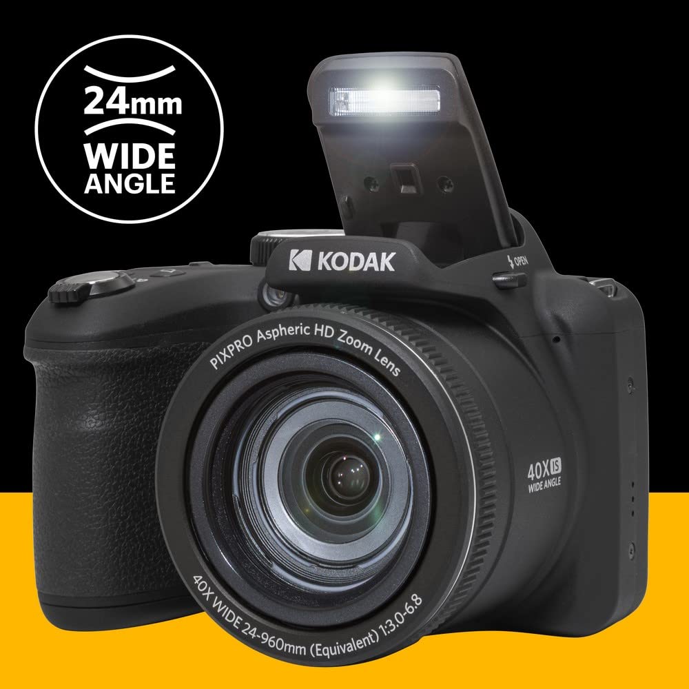 KODAK Pixpro Astro Zoom AZ405 + Funda Protectora - Cámara Digital Bridge, Zoom X40, Gran Angular de 24 mm, 20 megapíxeles, LCD 3, vídeo Full HD 1080p, OIS, Pila AA - Blanco