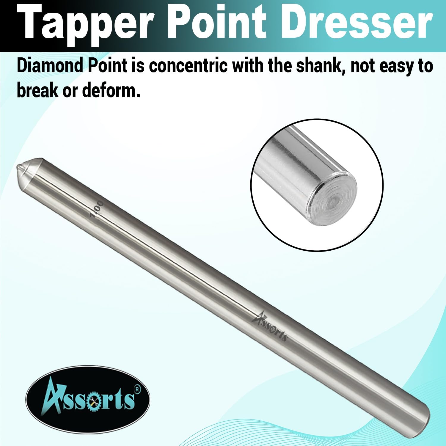 Diamond Dresser Single Point for Grinding Wheels Diameter 1/2" x 6" Inch Long (1.00 Carat)