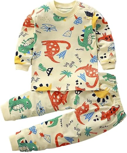 Bold N Elegant Full Sleeve Cotton Fun Cute Cartoon Print Colorful Tshirt & Pajama PJ Pant Clothing Set for Infant Toddler ...