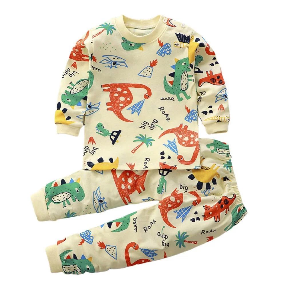 bold n elegant Full Sleeve Cotton Fun Cute Cartoon Print Colorful Tshirt & Pajama PJ Pant Clothing Set for Infant Toddler Baby Boy Girl Kids-picture-33