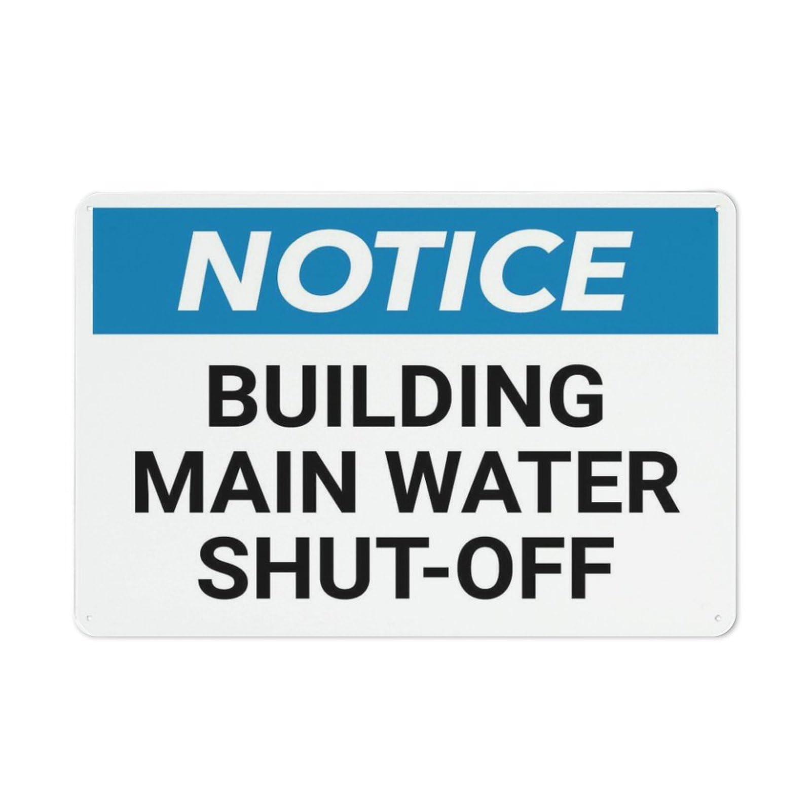 8"x12" Retro Vintage Notice Sign - Building Main Water Shut-Off | Wall Decor Plaque for Home Bar Pub Kitchen Restaurant