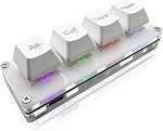 BTXETUEL Mini 4-Key Sélectionner-tout Couper Copier Pâte Macro Pad Ctrl A X C V Raccourci un clavier main RGB Clavier mécanique jeu OSU Clavier programmable pour le travail et le jeu. (Noir)