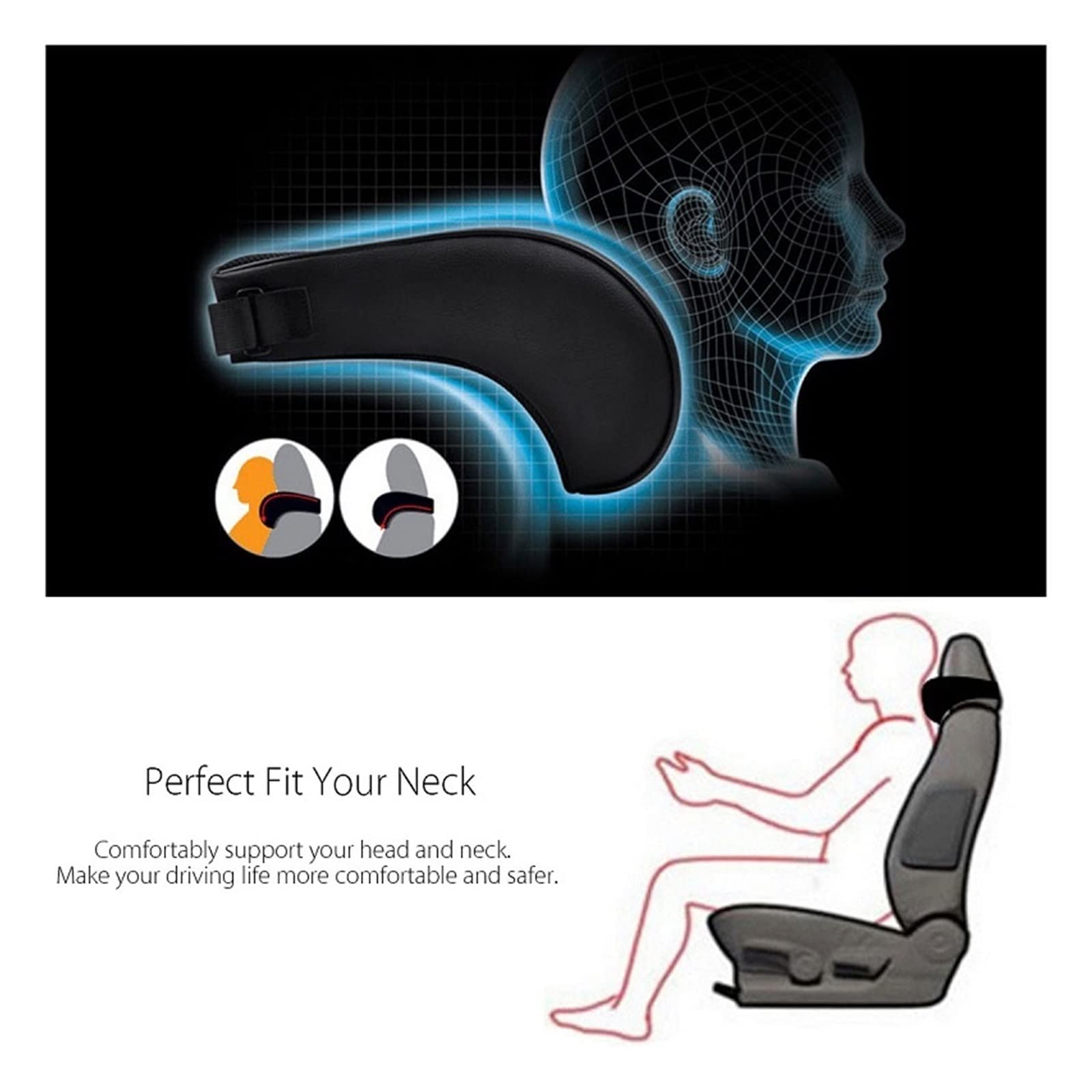 1 PZ Cuoio Auto Auto Collo Cuscino Memory Foam Cuscini Poggiatesta Sedile Cuscino Poggiatesta Cuscino 3 Colori (Color : Coffee)