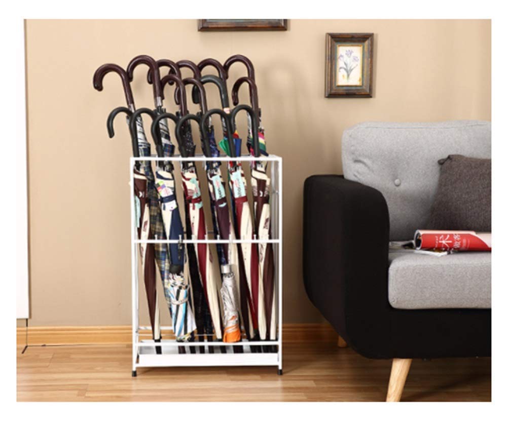 Support de Stockage de Grande Capacité pour Parapluie en Fer Forgé Blanc