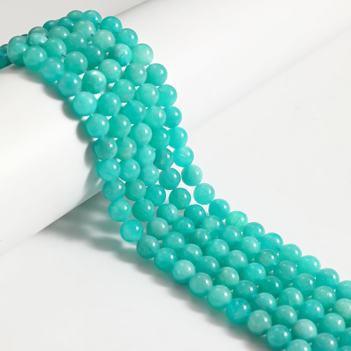 45pcs 8mm Natural Amzonite Beads Gemstone Beads Round Loose Beads for Jewelry and Bracelets Making