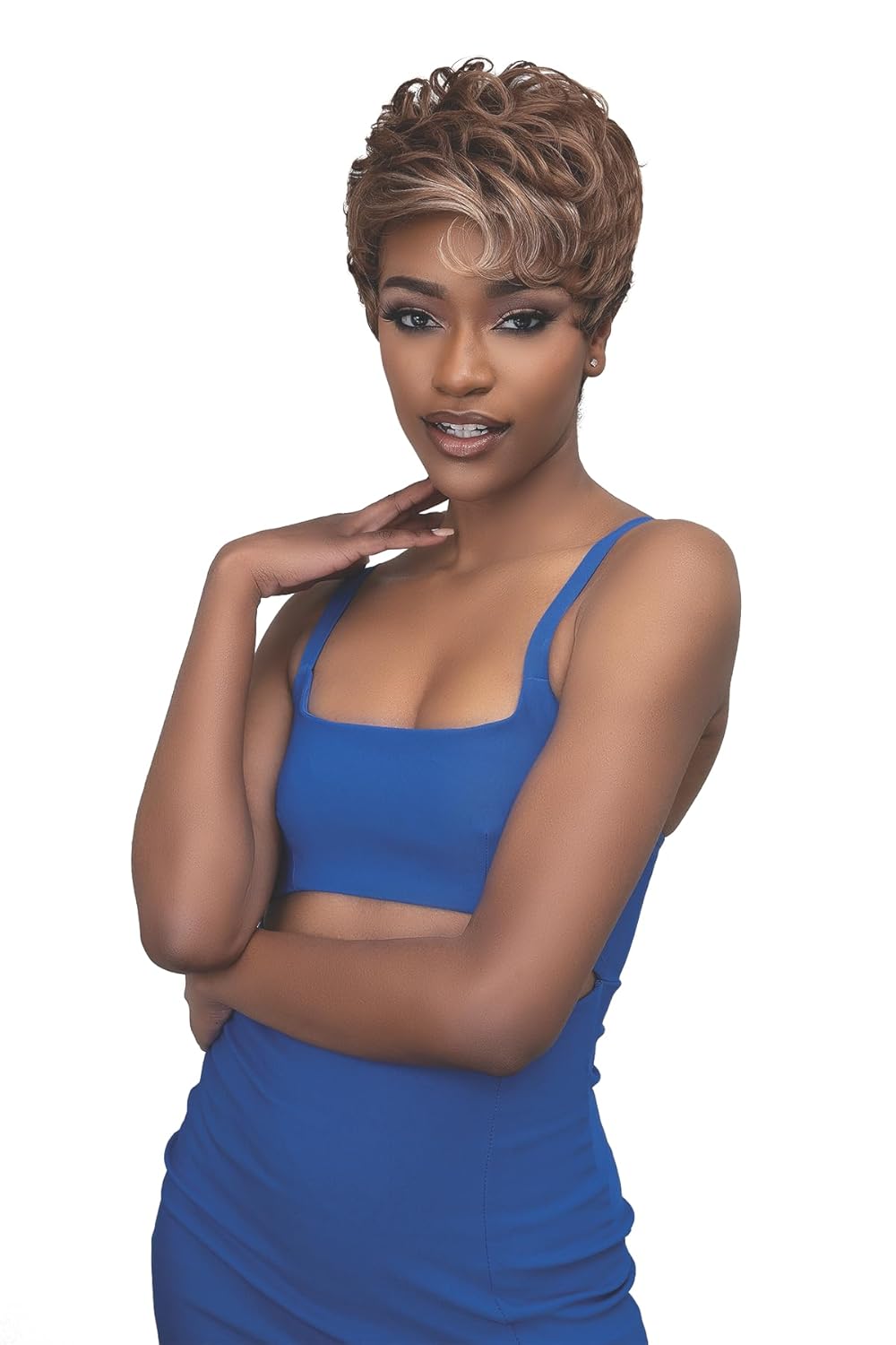 Ms.Auntie Serena Wig, Boycut style, office look, salon finished look (1B)