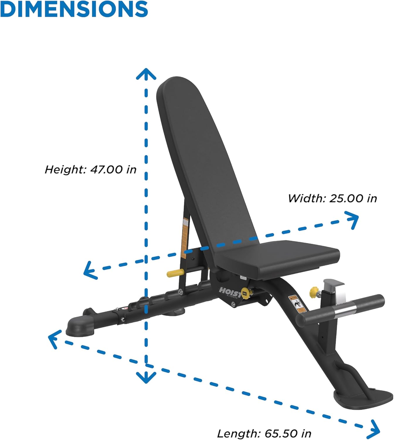 HOIST Fitness Weight Bench, 7-Position Adjustable Multi-Position Full-Body Strength Training Bench for Flat, Incline, Decline Workouts - incline weight bench adjustable for exercises - FID bench for lifting weights.