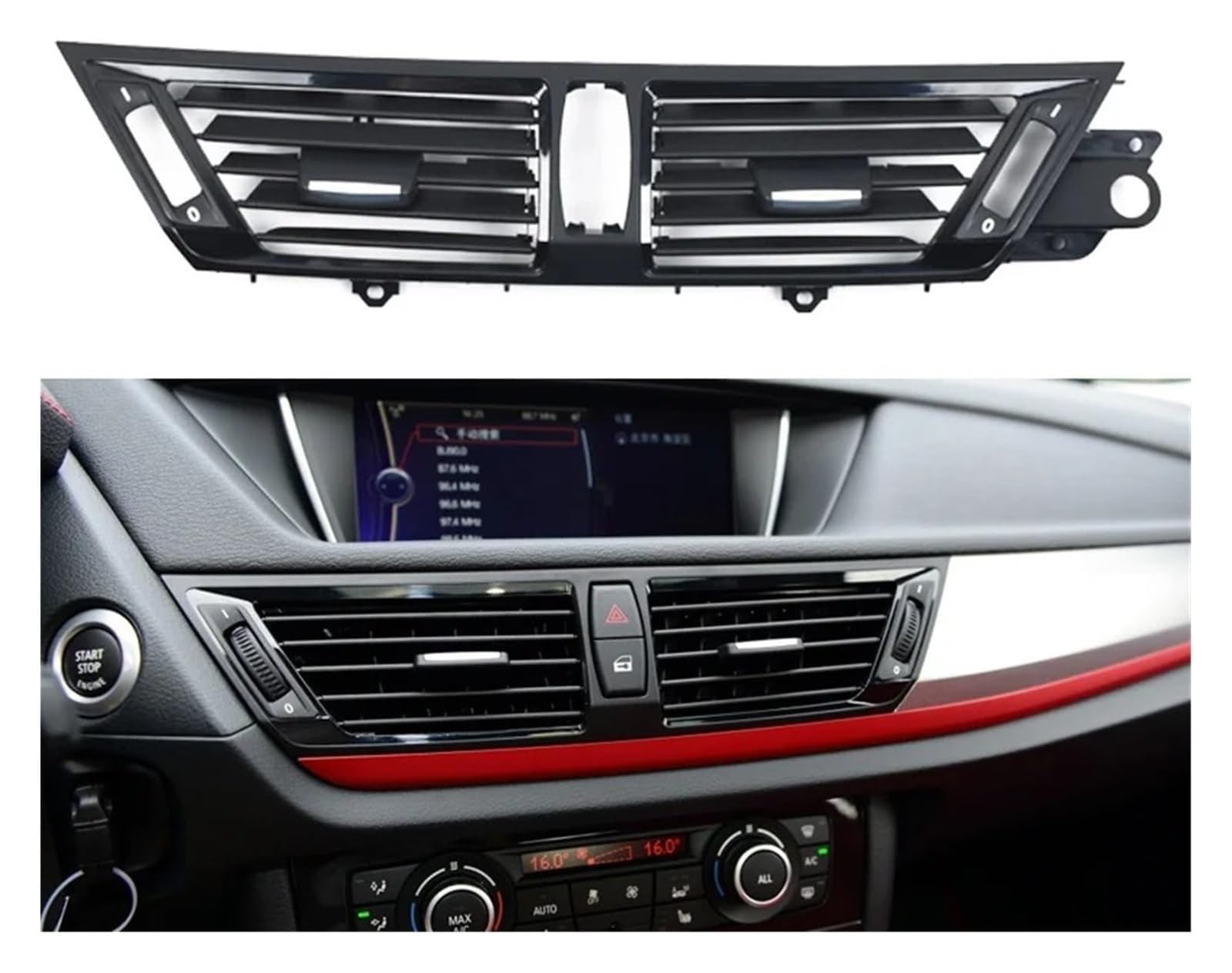 Salida Aire Rejilla para BMW X1 E84 2010-2016 LHD 64229258354 Reemplazo Panel Salida Aire Acondicionado Consola Delantera Tablero(-Right Piano Black)