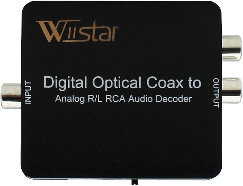 Wiistar Fiber Optical Decoder Support AC3/DTS/Toslink Coaxial | Digital to Analog Audio L/R Decoder 3.5mm Earphone