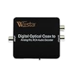 Wiistar Fiber Optical Decoder Support AC3/DTS/Toslink Coaxial Digital to Analog Audio L/R Decoder 3.5mm Earphone