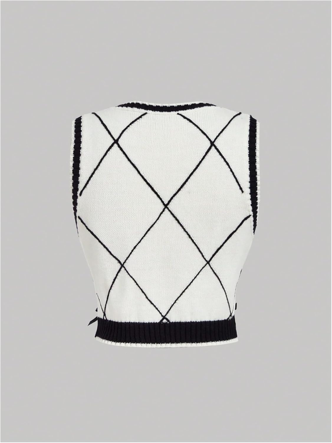 SOLY HUX Women's Bow Sweater Vest Fall Crewneck Sleeveless Contrast Binding Knit Crop Tank Tops - Image 2