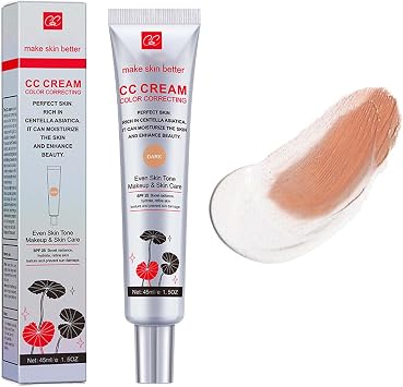 Centella Asiatica CC Cream - Color Correcting CC Cream Foundation - Concealer Full Coverage Moisturiser Even Skin Tone Makeup - SPF 25 Colour Corrector Suitable for All Skin Dark