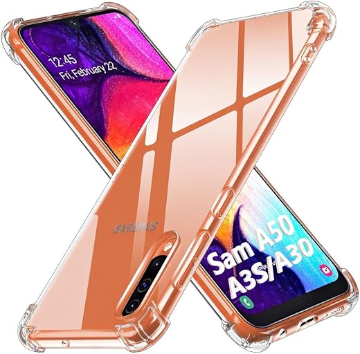 Lustree Back Cover Transparent Case Compatible with Samsung Galaxy a50 | Clear + TPU Case with 4 Corner Air Cushion Protec...