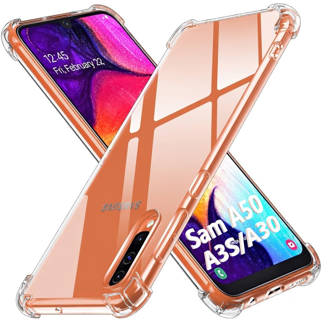 Lustree Back Cover Transparent Case Compatible with Samsung Galaxy a50 | Clear + TPU Case with 4 Corner Air Cushion Protec...