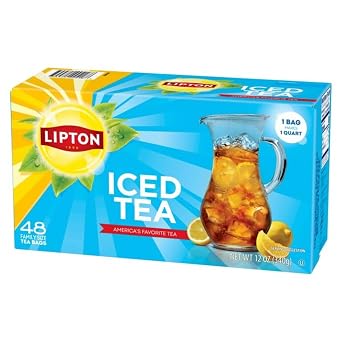 Lipton Unsweetened Family Size Iced Tea Bags, Zero Calorie Black Tea, 48 Tea Bags (Pack of 3, Total 144 Tea Bags)