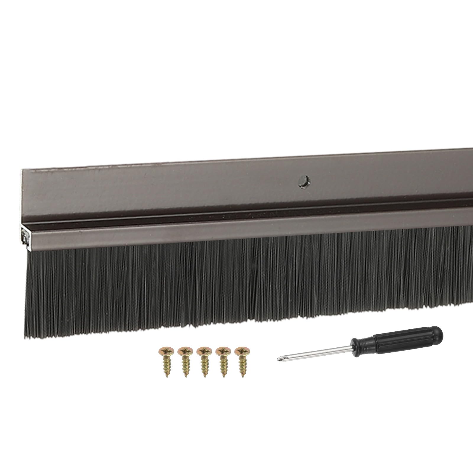 YELARXI Door Sweep Aluminum Alloy Brush Sweeps, 1.6 Inch Black PP Brush 39"L x 2.6"W Fit for Gaps of Door Bottom