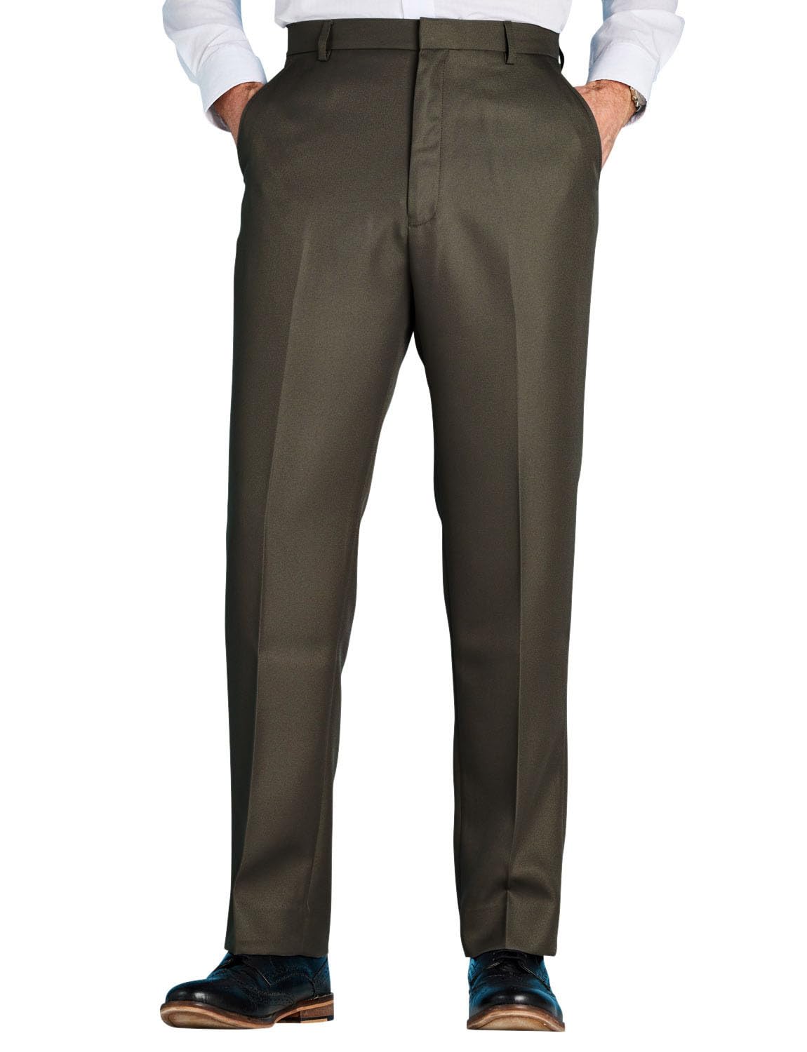 Chums Men's Smart Casual Trousers Men's Pants for Home Office Comfortable Fit Practical Pocket Design Formal Trousers for Men Lovat 44W / 31L