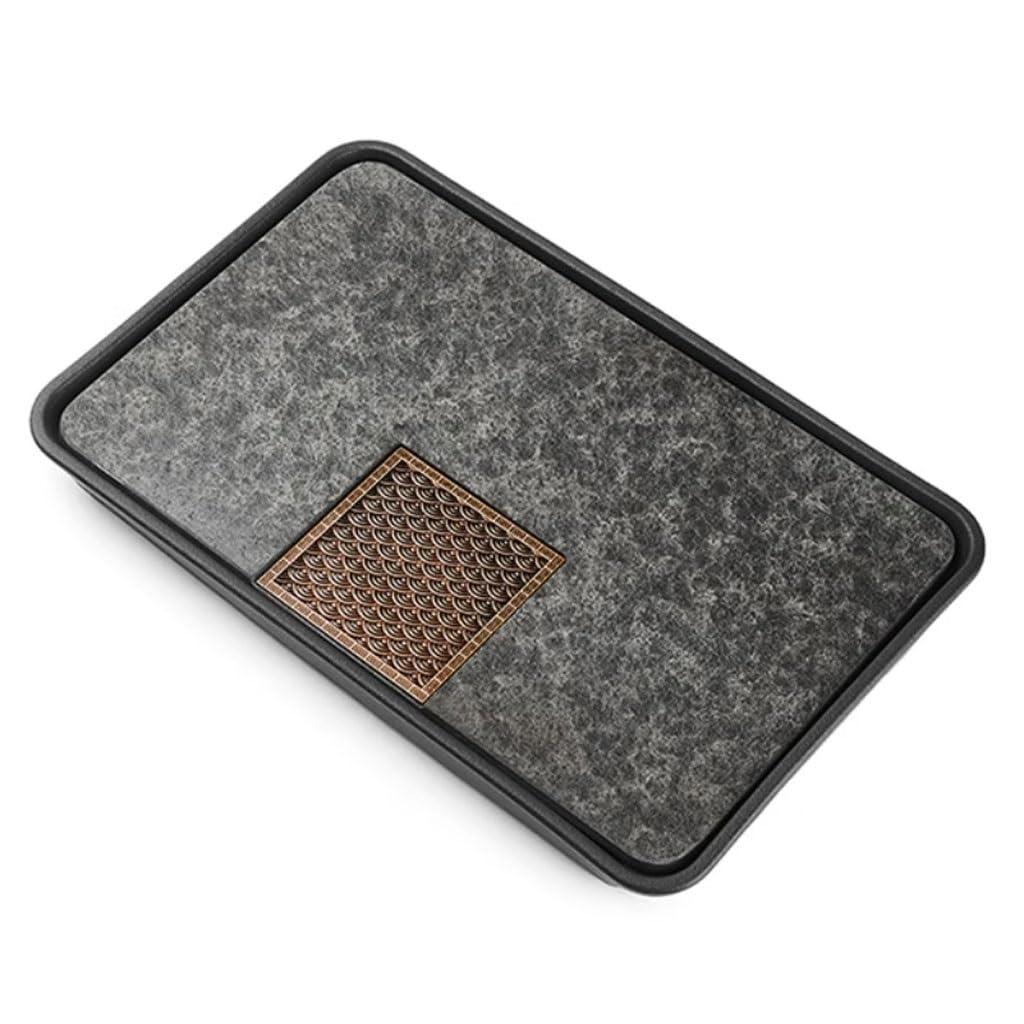 Bandejas de té para servir sala de estar, hogar, bandeja de té seco, oficina, alta calidad, piedra negra y dorada, bandeja de almacenamiento de agua pequeña bandeja de té