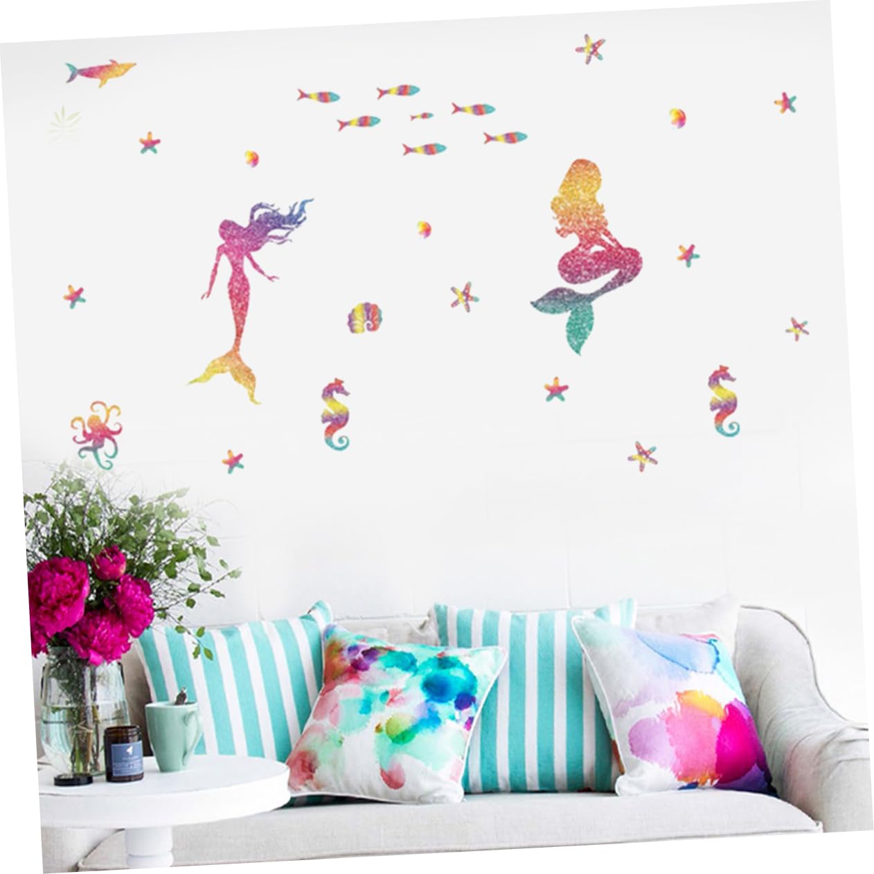 jojofuny 6pezzi Adesivi Murali Sirena Cartoon Per Decorazioni Cameretta Adesivi Murali Per Bambine Stile Sottomarino Facili Da Applicare Su Superfici Lisce e Pulite Design Alla Moda e Chic