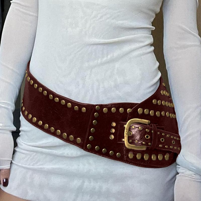 Studded Belt Chunky Belt for Women Boho Belt Thick Belts Emo Belt Streetwear Y2k Punk Aesthetics 80s Belt2