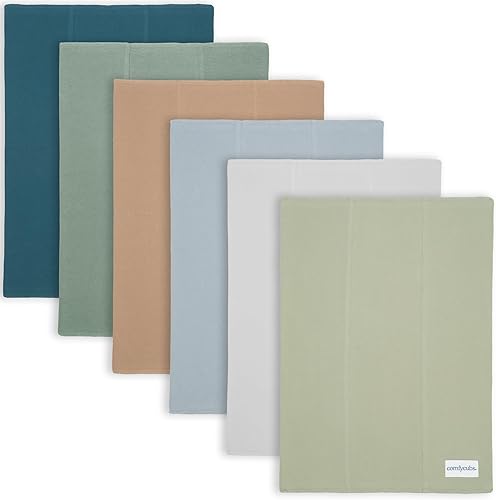 Miniatura 31 de Comfy Cubs Juego de 6 paños para eructos para bebés, grandes, 6 capas, ultra absorbentes, 100% algodón para escupir, babear y ensuciar, suaves,