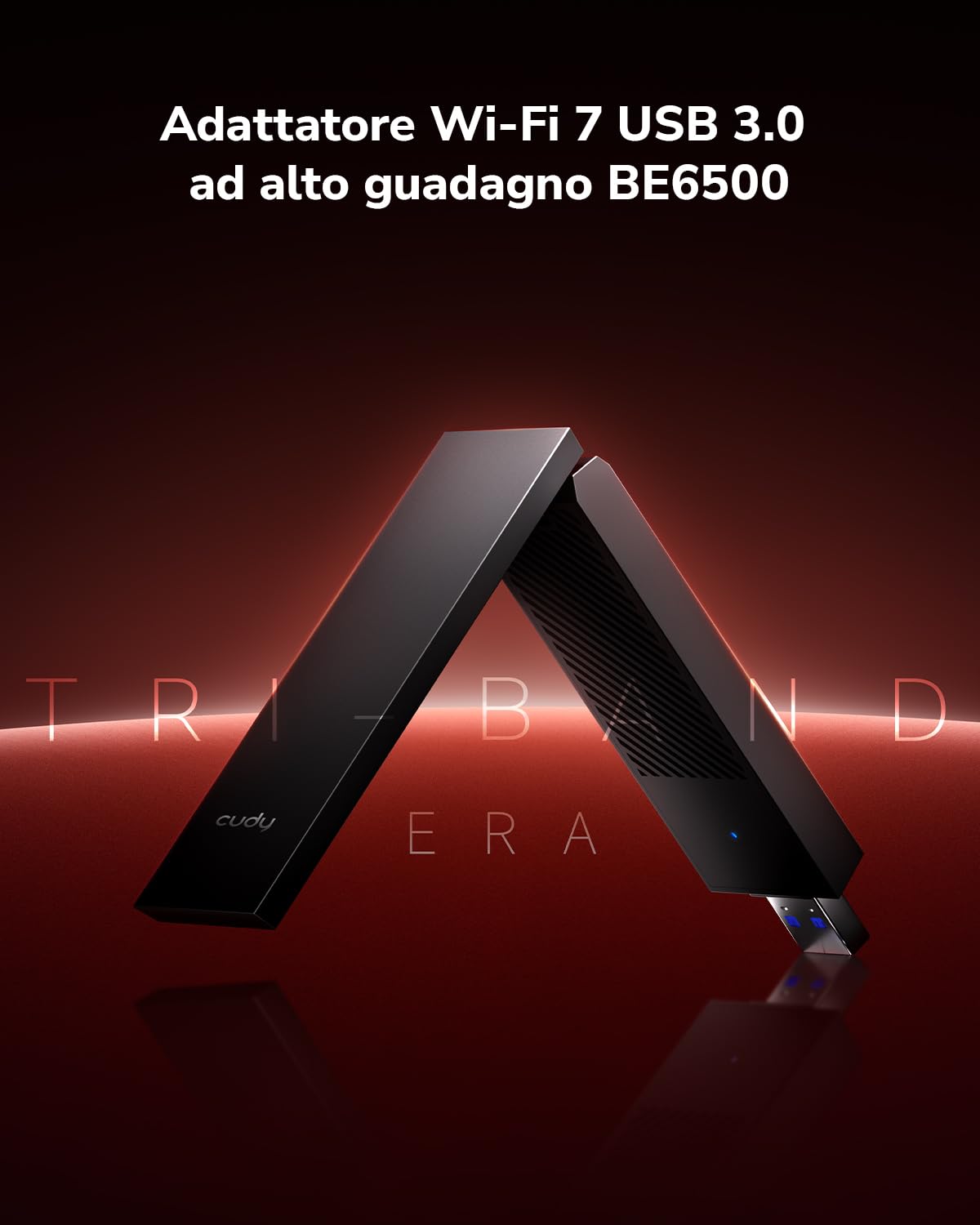 Cudy Wi-Fi 7 ad alto guadagno BE6500 MU-MIMO WPA3 WU, WU6500 | WiFi 7, 688 2882 5765 Mbps, antenna a lungo raggio, USB 3.0, OFDMA, MU-MIMO, WPA3, Windows/macOS/Linux, professi