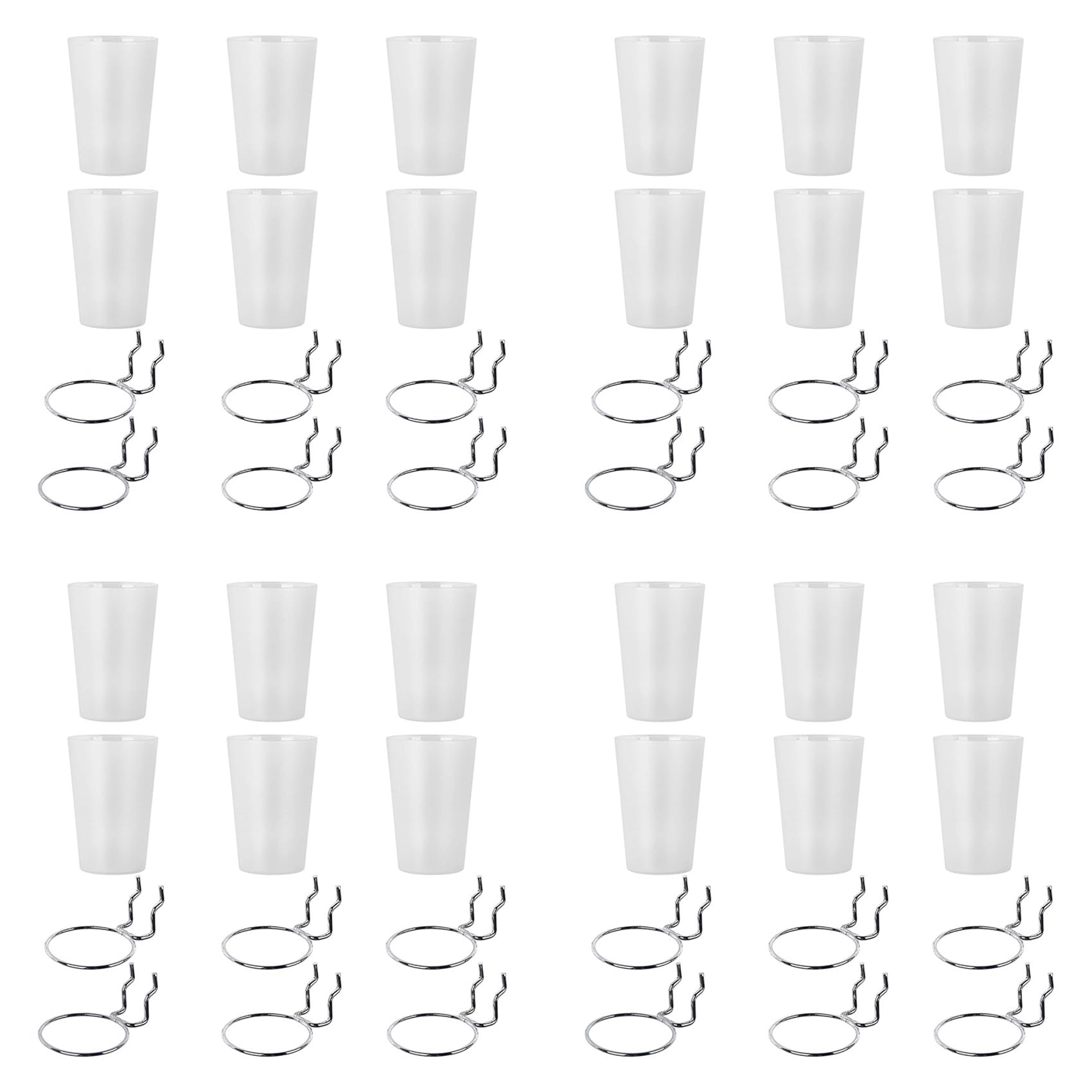 Jnchdghwa Transparent 24 Sets Pegboard Bins With Rings Style Pegboard Hooks With Pegboard Cups Pegboard Cup Holder Accessories