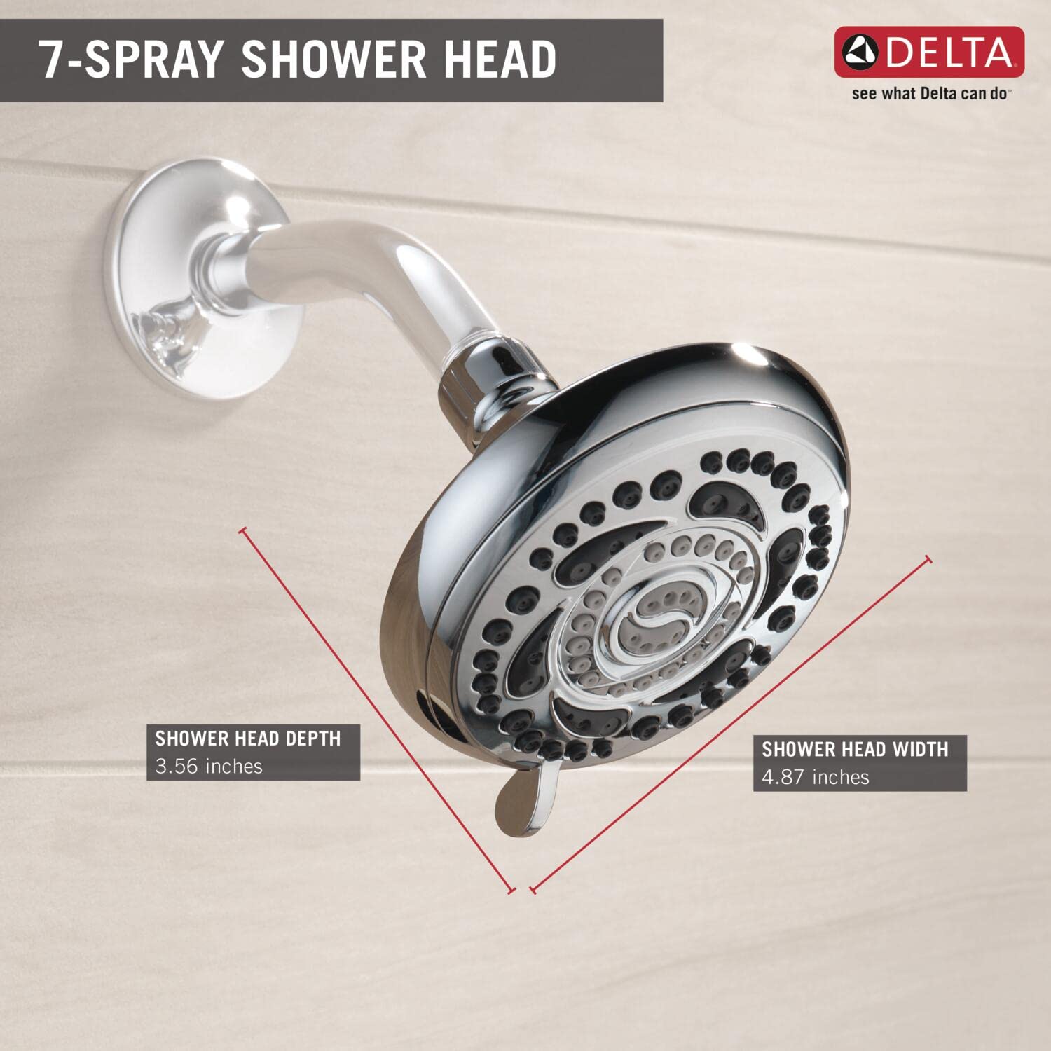 Delta 75784 Universal Shower Head, Chrome, 7 Settings