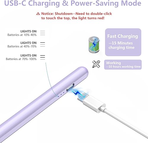 Miniatura 5 de Lápiz Apple para iPad de 10 generación, lápiz capacitivo para iPad (9876) de  generación, iPad Pro Pencil recargable, rechazo de palma, alta