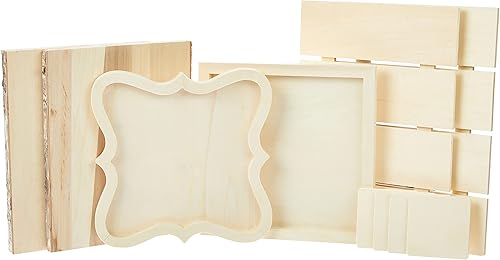 FolkArt Kit de superficies de un trazo juego de 8 piezas que incluye una placa de palé panel festoneado panel cuadrado 4 posavasos cuadrados y