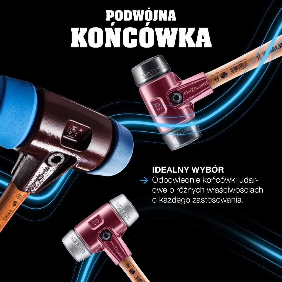 Simplex młot kowalski, kompozycja gumowa; z obudową z żeliwa ciągliwego i trzonkiem hickorowym | śr. = 100 mm | 3002.100