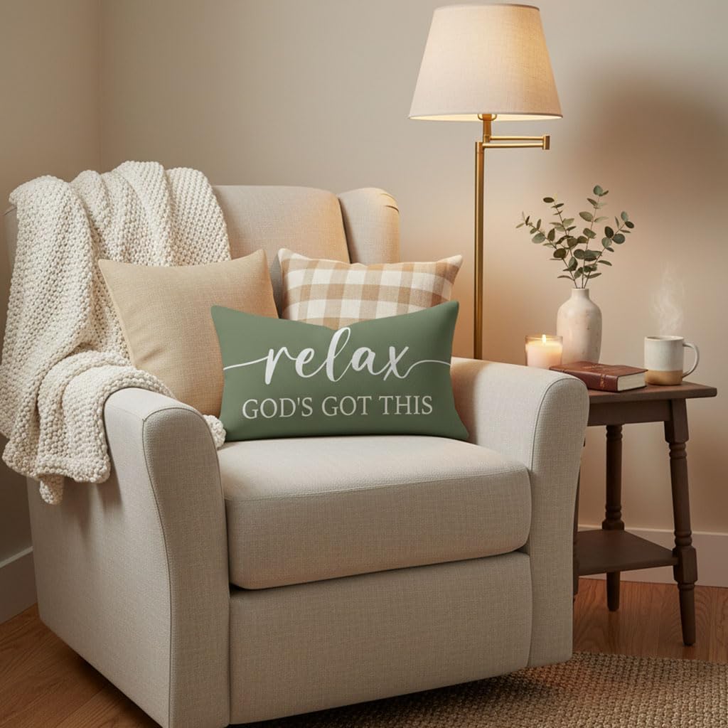 Decorative Throw Pillow Covers 12x20 Inch Set of 2 – Olive Green image 5