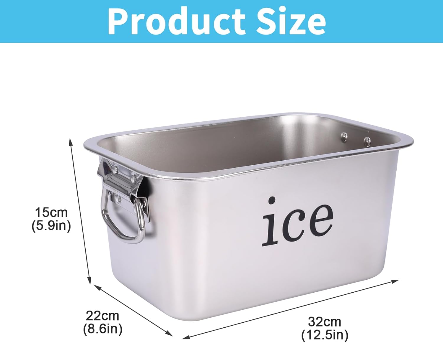 Ice Bucket Large-Capacity Stainless Steel Champagne Bucket Party Tabletop Double-Handle Drink Cooler, Beverage Chiller for Wine, Beer, Soda and Bottles in Bar, Patio or Kitchen, Cocktail Entertaining