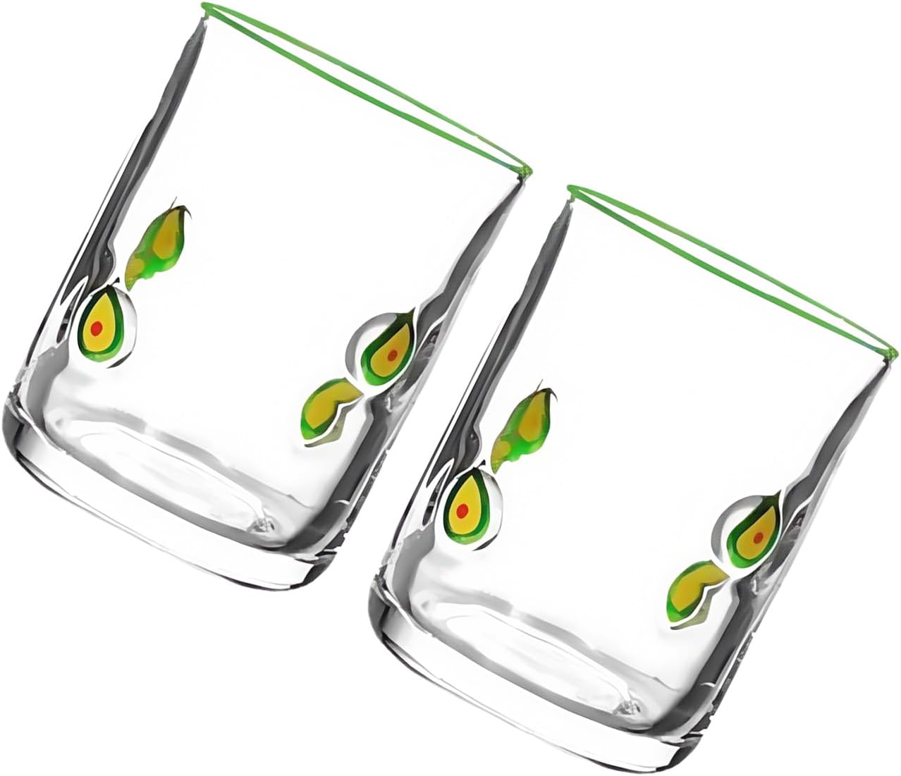 Classical Lemon Art Glasswares Pair Of 14oz Highballs Glasses For Beer Wine Decorative Table Accent Antique Fruit Pattern Beverage Glasses