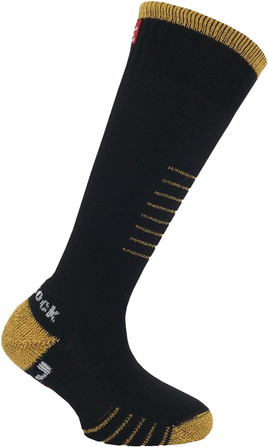 Eurosock Snowbase Ski/Board Jr. 2-Pack (Toddler/Little Kid/Big Kid) - Socks for Kids - Acrylic Microsupreme Black Mustard 3XS (10 Toddler - 13 Little Kid) One Size