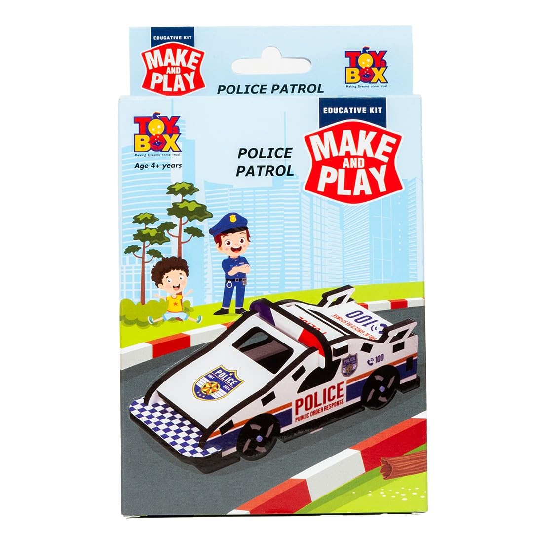 Toysbox Make & Play Police Patrol Car MDF Wooden Model Making Toy Vehicle DIY Kit for Kids 4+ Years 2