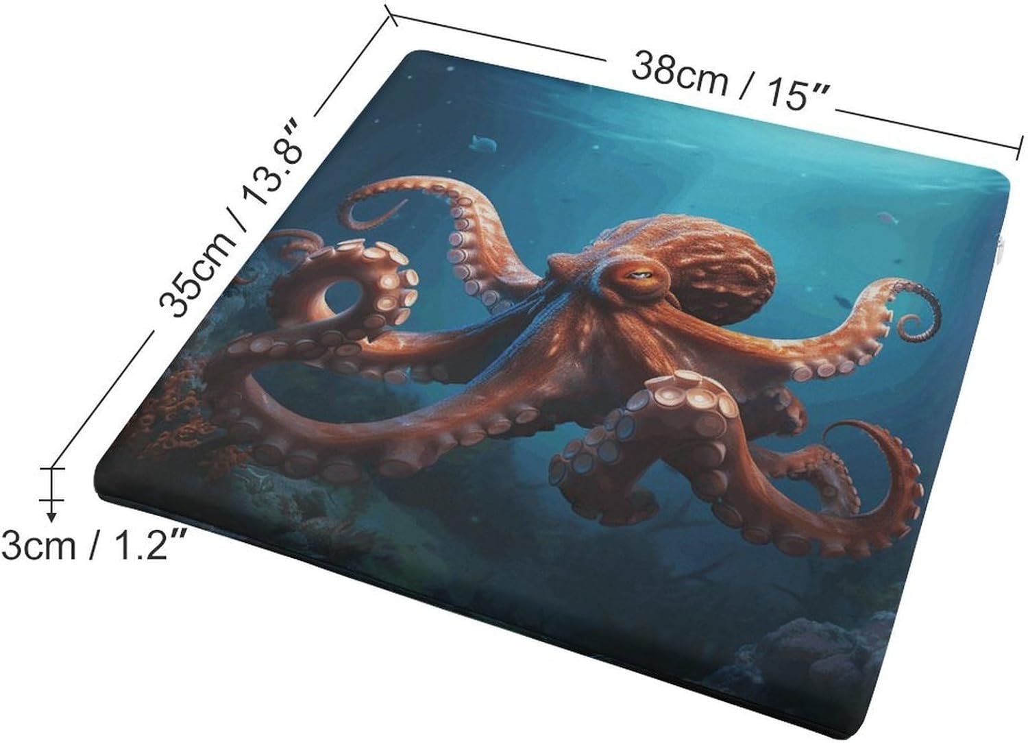 Ocean Animal Octopus Chair Cushion Memory Foam Breathable Chair Pads Square Large Pillows Seating Comfort Meditation Floor Pillow Car Seat Cushion for Indoor/Outdoor Chairs