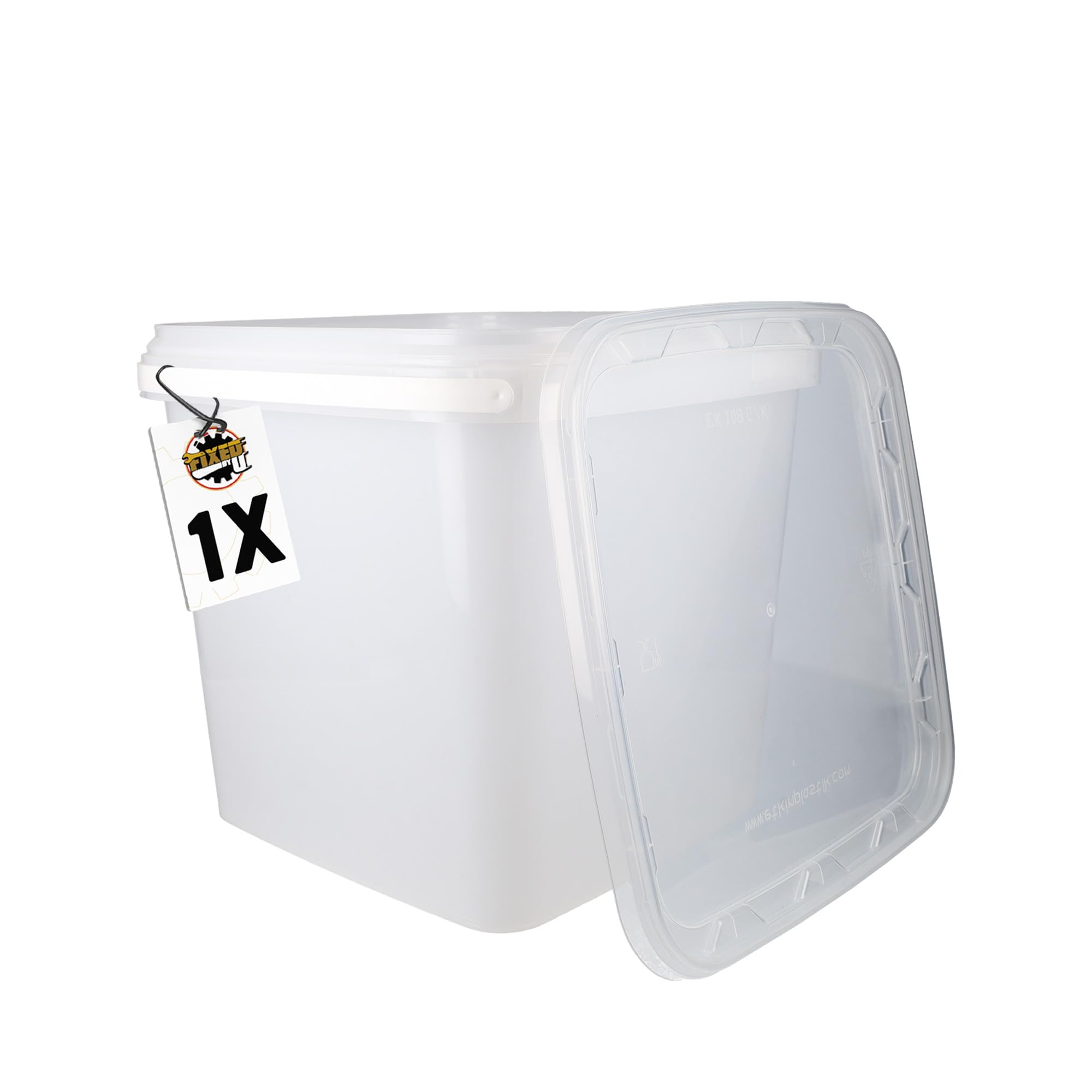 FixedByU Eimer mit Deckel 9l, Transparent, Eckig
