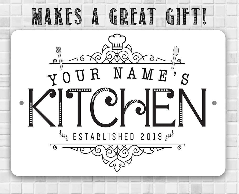 Personalized - Kitchen Sign - Minimalist Dining Room Decor, Eat Sign Wall Print, Farmhouse Kitchen and Restaurant Decor, Great Housewarming Gift, 8x12 or 12x18 Use Indoor or Outdoor Metal Tin Sign