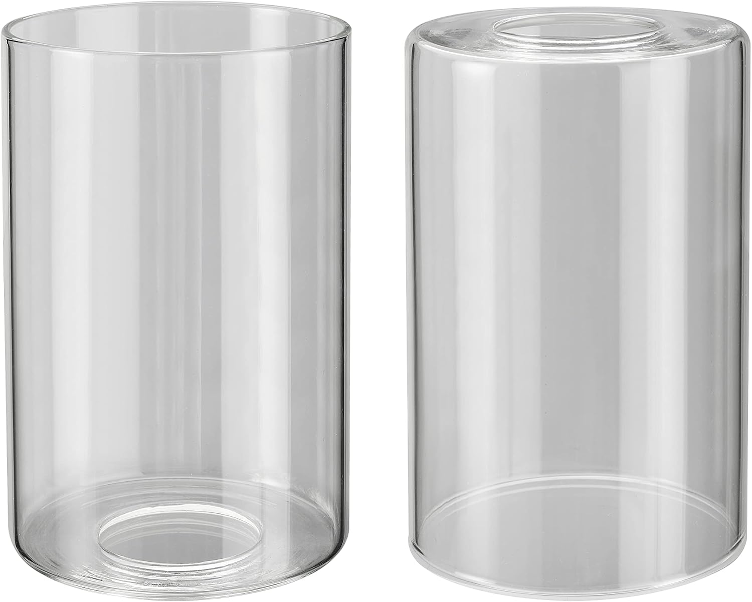 Aspen Creative 23616-02, Clear Cylinder Glass Shade, 3-1/2" Dia x 5-1/2" H/Center Hole:42mm, Set of 2